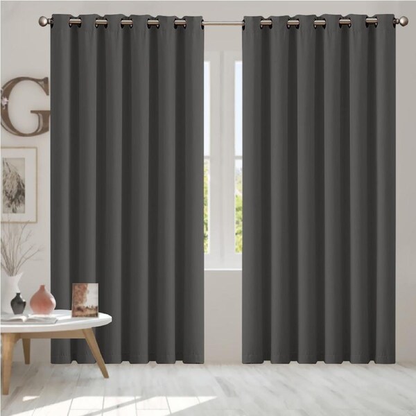 Marlow 2x Blockout Curtains Panels 3 Layers Eyelet Room Darkening 240x230cm Charcoal