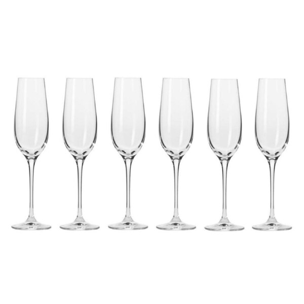 6pc Krosno 180ml Harmony Collection Champagne Flute/Sparkling Wine Barware Glass