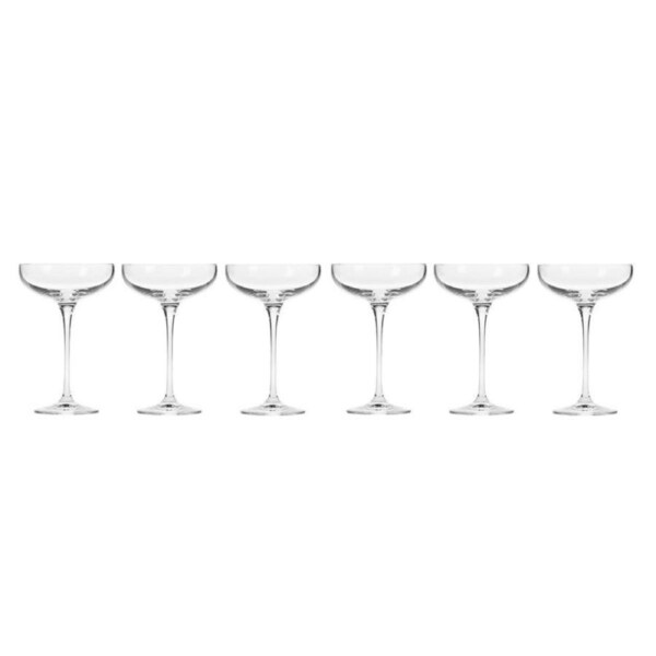 6pc Krosno Harmony Collection 240ml Coupe Champagne Glass Barware/Bar Glasses