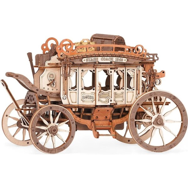 Robotime ROKR Stagecoach Mechanical Music Box 3D Wooden Puzzle AMKA1