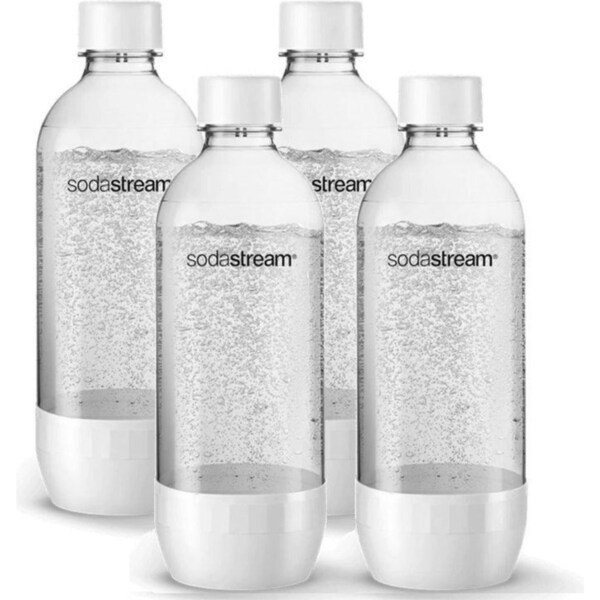 SodaStream Bottle Carbonating Sparkling 1L 4 Pack Jet White