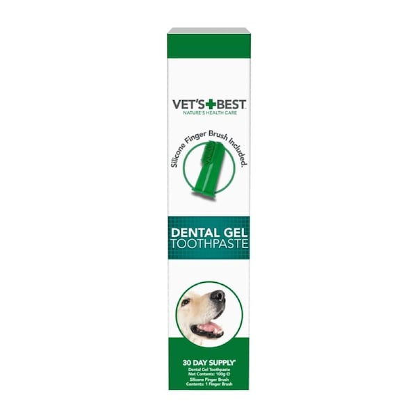 VET'S BEST Dental Gel Toothpaste for Dogs (Finger Brush Included) 100g