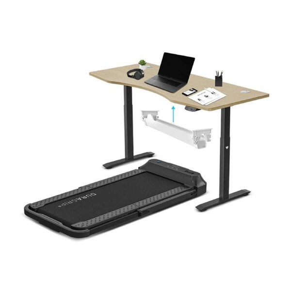 V-Fold Treadmill w/ ErgoDesk Auto Oak Standing Desk 1500mm