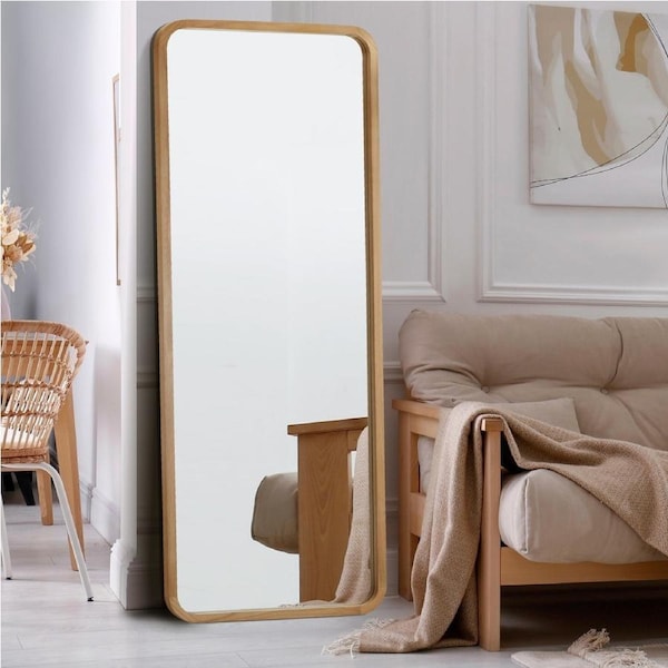 Oikiture 166x60cm Full Length Mirror Wooden Rectangle Dressing Floor Mirrors