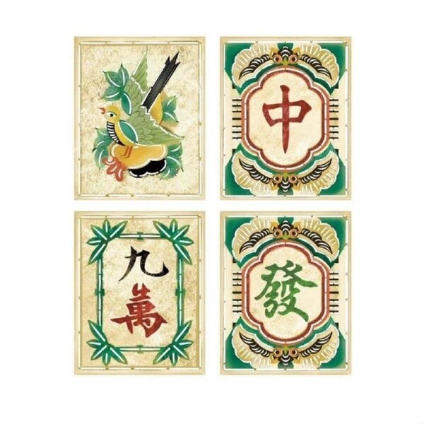 Retro Mahjong Acrylic Magnets (Set of 4)