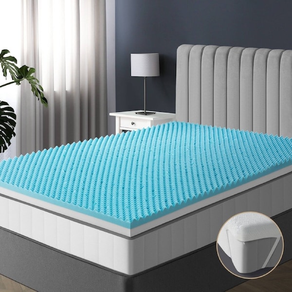 Bedra Memory Foam Mattress Topper Reversible Cool Gel Bed Mat 10cm Double