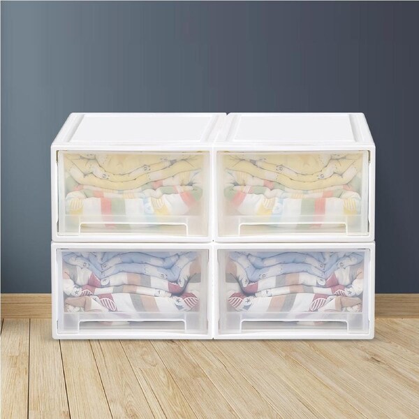 Traderight 4Tier Kids Toy Box Stackable Storage Drawers Palstic Clothes Organiser Container