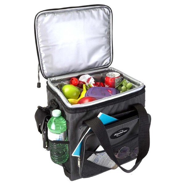 Koolatron 12V Soft Cool Bag 13L, Plug In Car Fridge, 12 Volt DC Power Cord, Work Lunchbox Cooler Bag, Portable (Grey/Black)