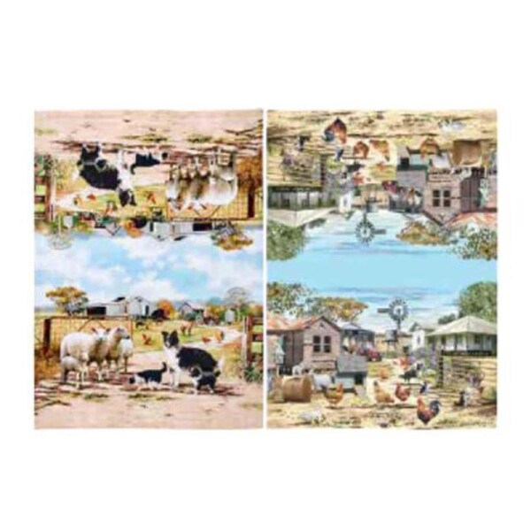 Ladelle Tea Towels Farming Life 2 Pack Assorted Teatowels Dish Cloths