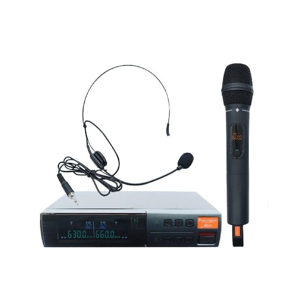 Twin Channel UHF Wireless Microphone System Handheld Bodypack MIC23