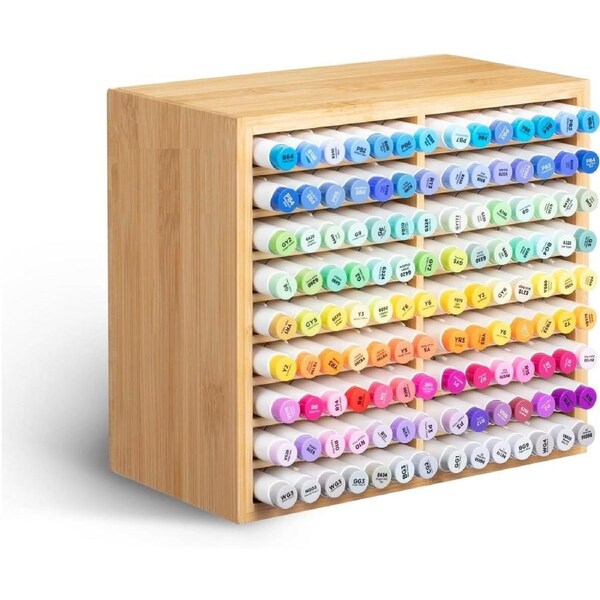 Bamboo Marker Organizer with 8 Compartments