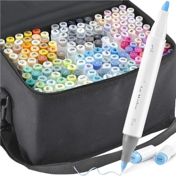 168 Dual Alcohol Art Markers Set - Brush & Chisel - Includes Blender - Honolulu Series