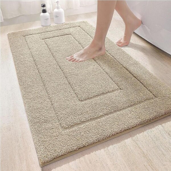 Soft Absorbent Bath Rug for Tub & Shower, Non-Slip, Machine Washable - 24x43 Beige