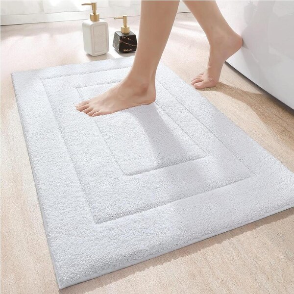 Premium Non-Slip Bathroom Rug Mat, Soft & Absorbent, 20x32, White