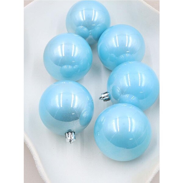 Baby Blue Christmas Baubles 60mm Pearl 6 Pack