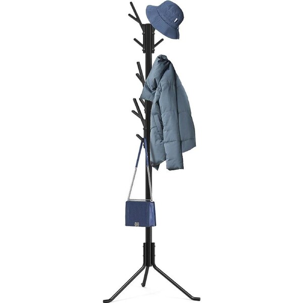 18-Hook Tree Coat & Hat Hanger Organizer in Black
