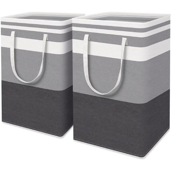 2-Pack Waterproof Laundry Basket with Extended Handles - Gradient Grey (75L)
