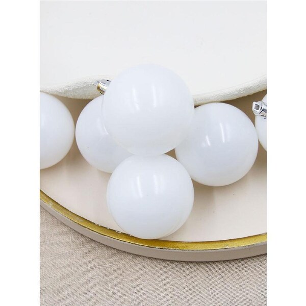 WHITE Christmas Baubles 60mm 6 Pack Gloss