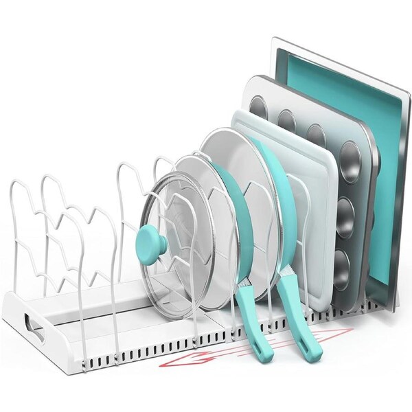 White Expandable Pan Organizer with 10 Compartments