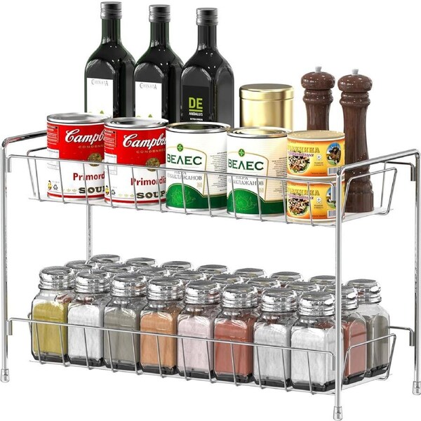 2-Tier Kitchen Spice Rack Organiser in Chrome