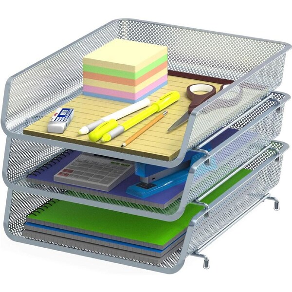 3-Tier Stackable Document Trays - Silver