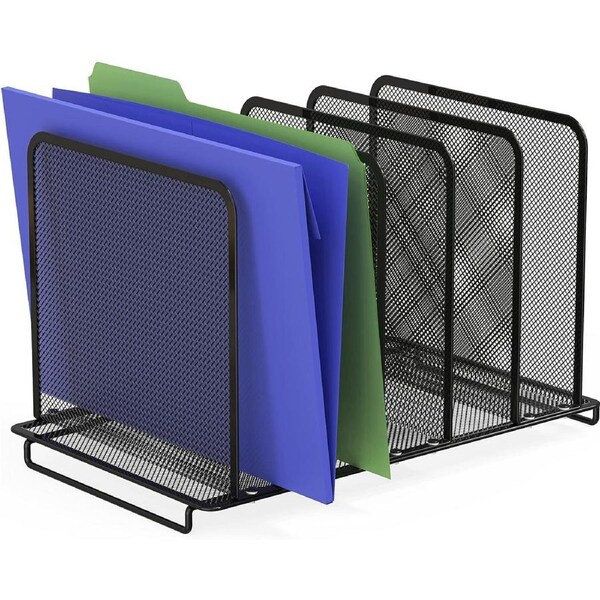 5-Section Expandable File Sorter in Black