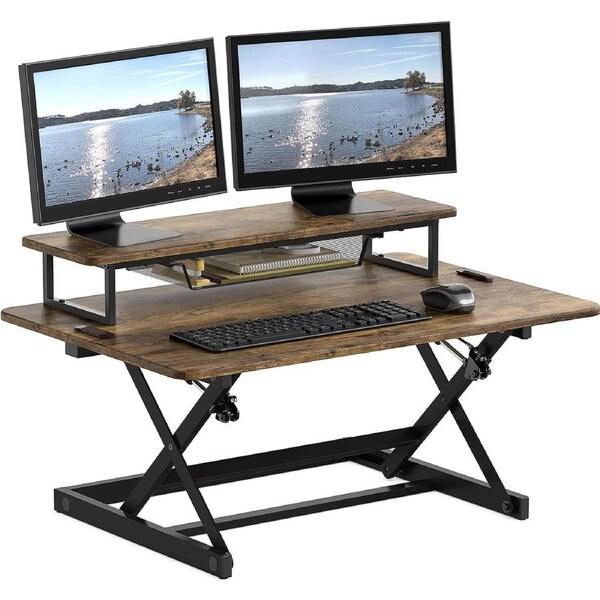 Adjustable 36 Standing Desk Converter - Rustic Brown