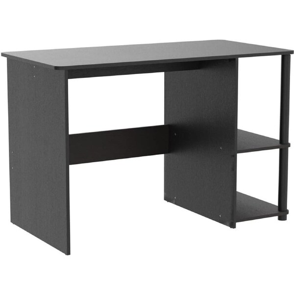 Espresso Home Office Desk with Shelves - Compact Design