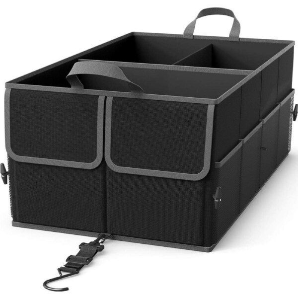 3-Compartment Trunk Organizer for Cargo Storage - Black