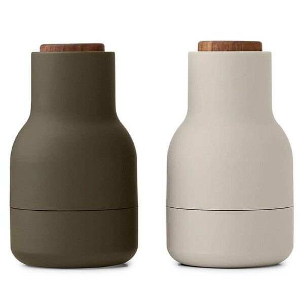 Audo Set of 2 Small Salt & Pepper Bottle Grinders Hunting Green/Beige