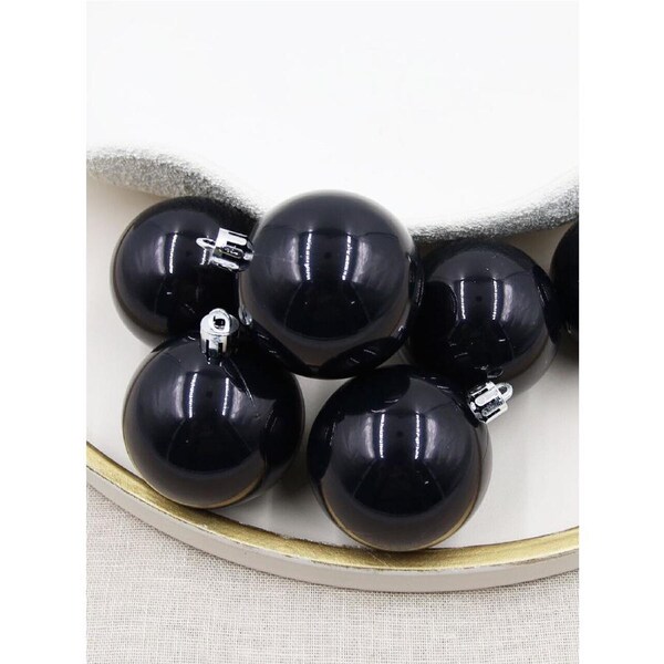 Black Christmas Baubles 60mm Pearl 6 Pack