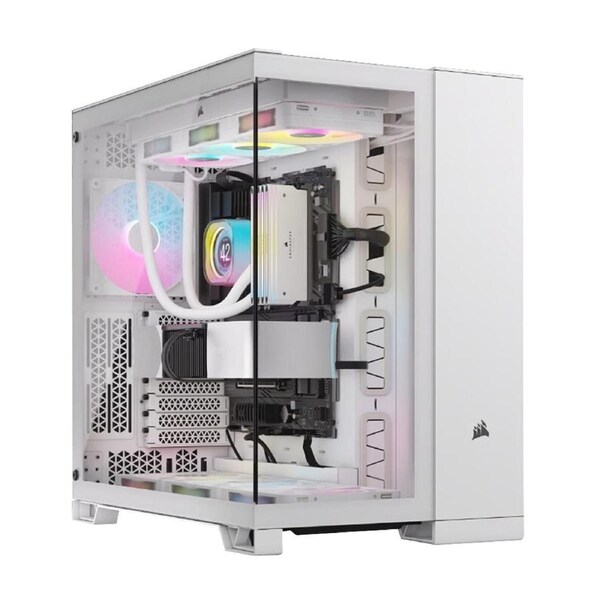 Corsair 6500X Tempered Glass ATX Mid-Tower, Dual Chamber, Cable Management, White Case