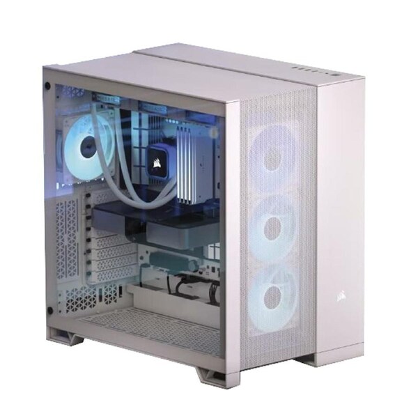 Corsair 6500D Airflow Tempered Glass ATX Mid-Tower, Mesh Left Front, Dual Chamber White Case