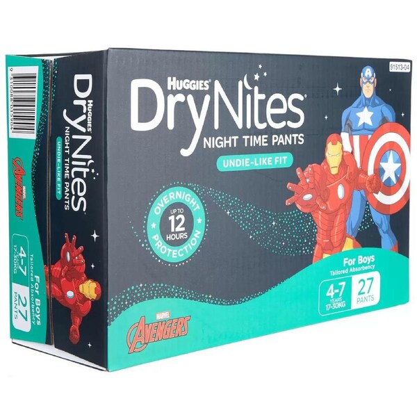 Huggies DryNites Night Time Pants 4-7 Years Boys 2 Pack 54 Pants Boys Dry Nites