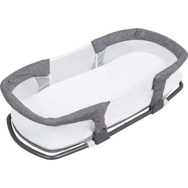 Childcare Cosy Sleeper Lightweight Mesh Cot/Crib w/Mattress - Storm Cloud 0-5M