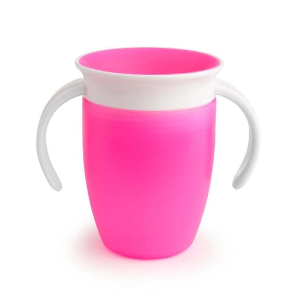 Munchkin 7oz/200ml Miracle 360deg Baby/Toddler Anti-Spill Trainer Cup Pink 6M+