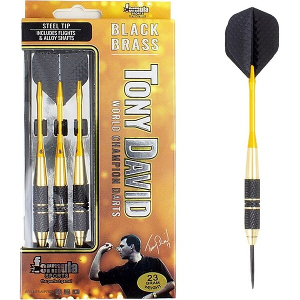 12pc Formula Sports Tony David 21g Black Brass Barrel Darts w/ Case Steel Points