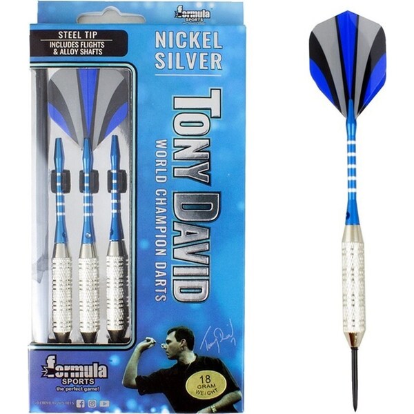 12pc Formula Sports Tony David 18g Darts Flight Shaft w/ Case Nickel Silver