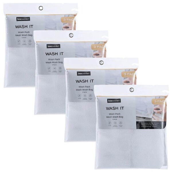 4x Boxsweden Wash It Mesh Washing Protector Bags Laundry Storage Assorted