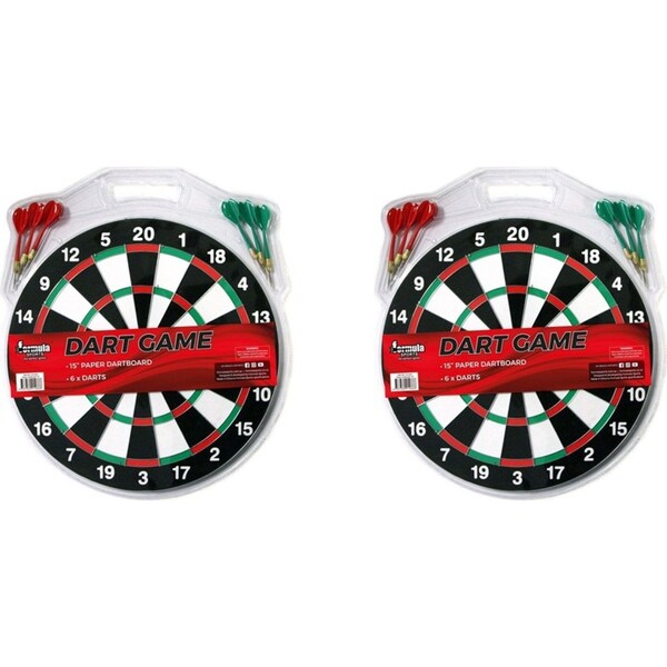 2x Formula Sports 15'' Dartboard Family Dart Game Set w/ 6-Steel Tip Darts Play