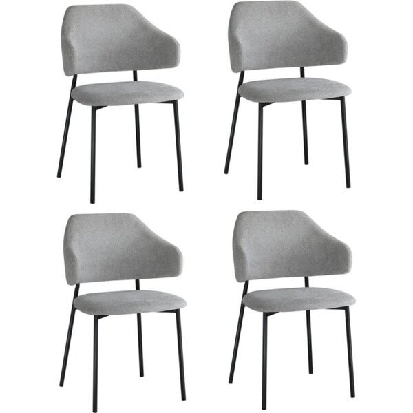 Oikiture 4x Armchair Dining Chair Accent Chairs Tub Armchairs Fabric Grey&Black