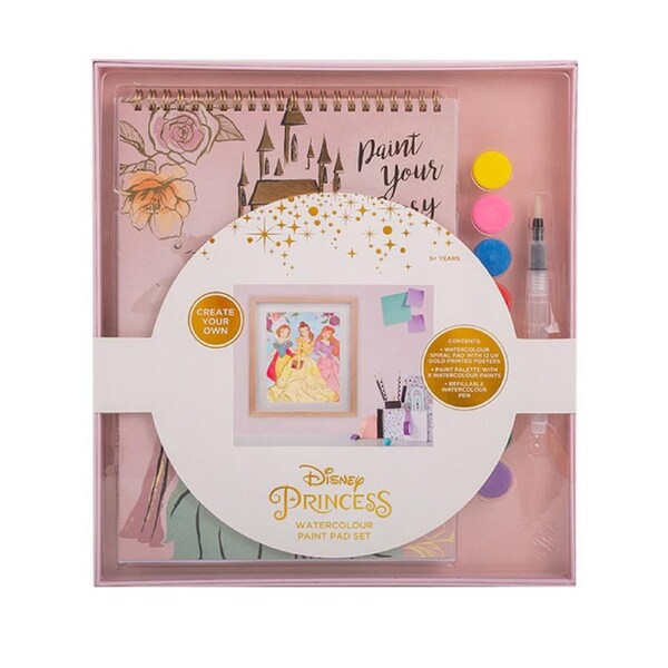 Disney Princess Watercolour Paint Pad Colouring Activity Set Kids/Children 3y+