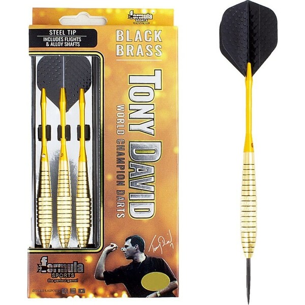 12pc Formula Sports Tony David 23g Black Brass Barrel Darts w/ Case Steel Points