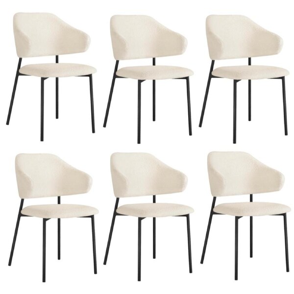 Oikiture 6x Armchair Dining Chair Accent Chairs Tub Armchairs Sherpa White&Black