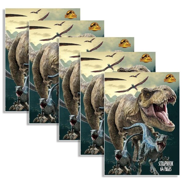5x Jurassic World 3 Scrap Book Kids/Children Draw/Colour Learning Fun Activity