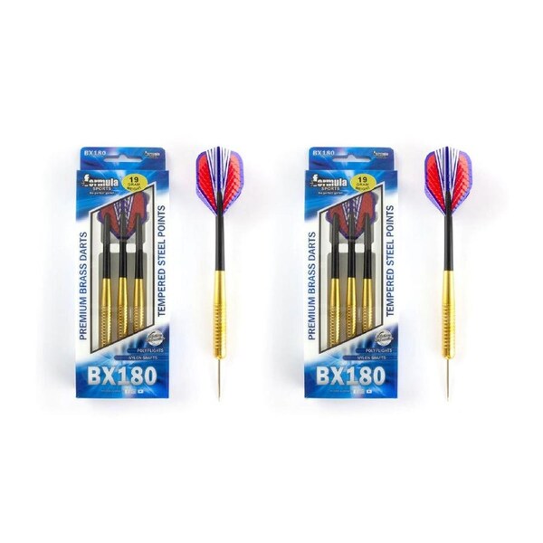 24pc Formula Sports BX180 Premium 19g Brass Barrel Darts Tempered Steel Tip