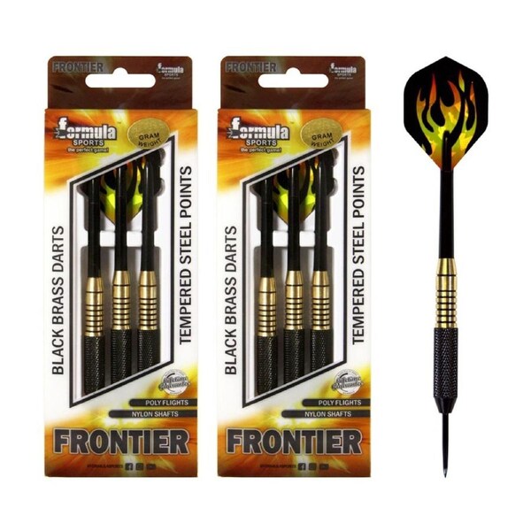 24pc Formula Sports 22g Frontier Black Brass Barrel Dart Tempered Steel Point
