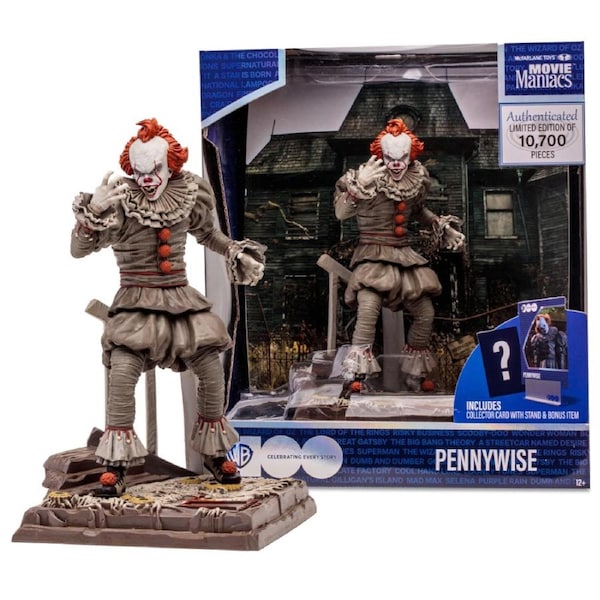 McFarlane WB100 Movie Maniacs IT Pennywise 6 inch Posed Figure
