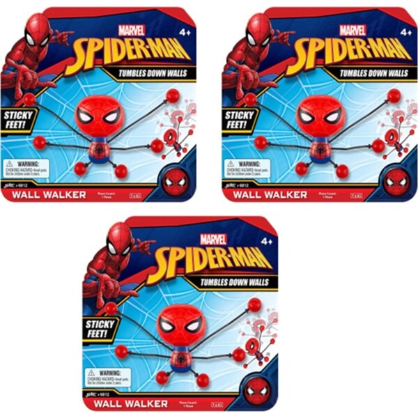 3x Spiderman Kids/Children Jumbo Wall Walker Sticky Feet Climbing/Tumble Toy 4y+
