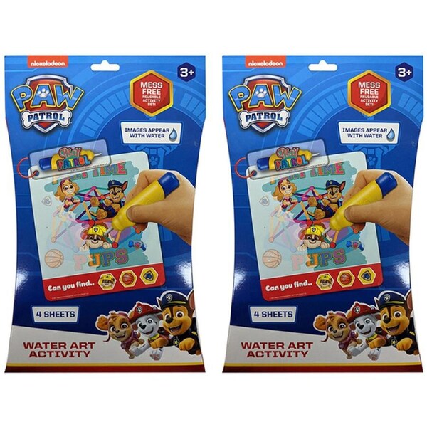 2x Paw Patrol 4-Sheet Water Art Set Kids/Child Colouring Activity Craft Kit 3y+